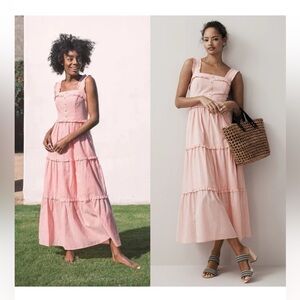 NWOT Gal Meets Glam Collection Courtney Rio Stripe Lawn Tiered Maxi Midi Dress
